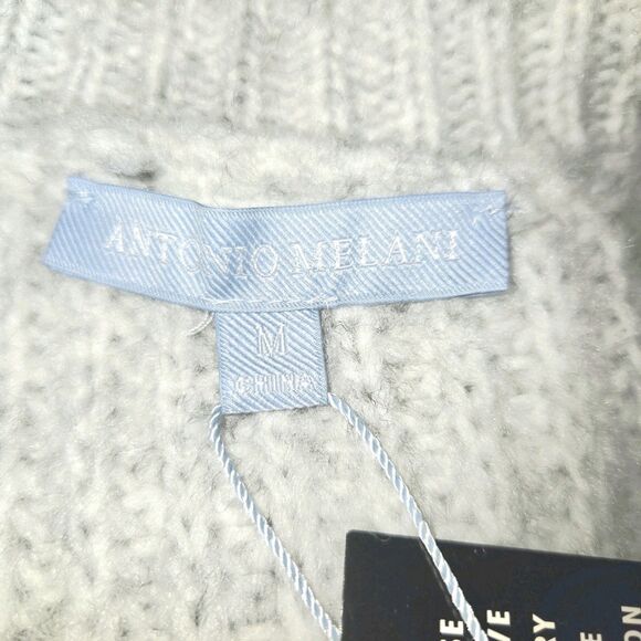 Antonio‎ Melani NWT Light Heather Gray Ashwin Knit Sweater Size M Chunky Cropped - Picture 7 of 10